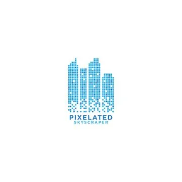 Pixelated skyscraper graphic design template Ilustración de archivo