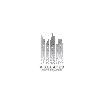 Pixelated skyscraper graphic design template Ilustración de archivo