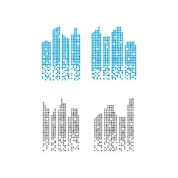 Pixelated skyscraper graphic design template Ilustración de archivo