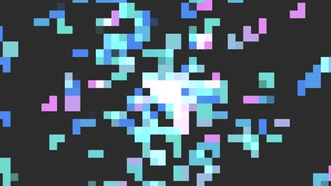Pixelated snowflake blue, purple and white square pattern Stock Footage 255970461