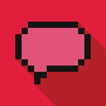 Pixelated speech bubble communicating on red background Illustration