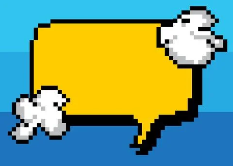 Pixelated speech bubble with geometric graphic background. Vector cartoon i.. 库存插图