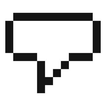 Pixelated speech bubble pointing downwards representing negative feedback Stock Illustration