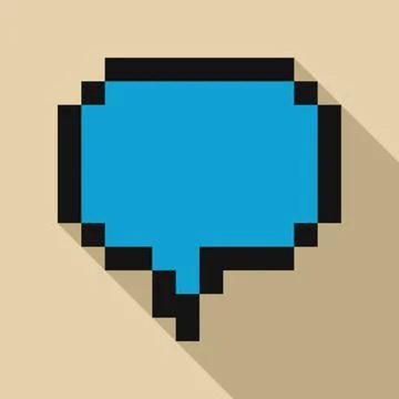 Pixelated speech bubble showing long shadow on beige background Illustration