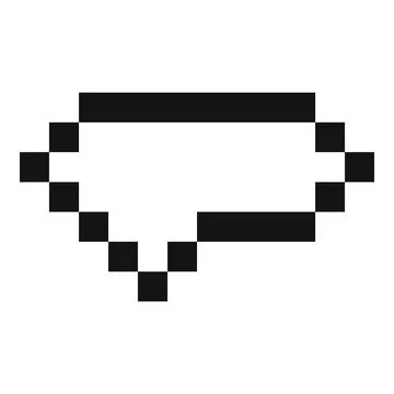 Pixelated speech bubble showing a rectangular chat message Illustrazione stock