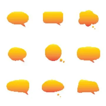 Pixelated speech bubbles. Pixel art style. 스톡 일러스트