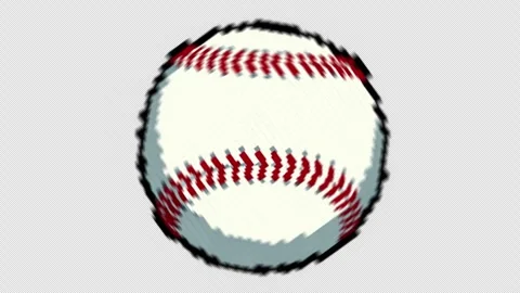 Pixelated spinning baseball animation with alpha channel for easy overlay Stock Footage 335417727