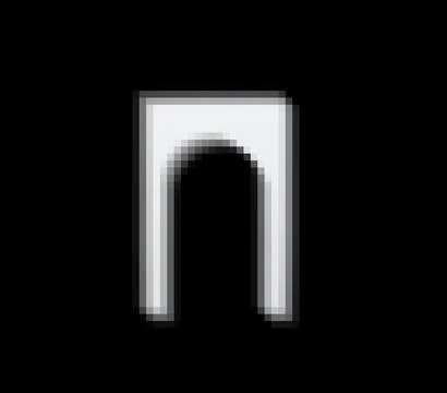 Pixelated square arch appears as a broken 8-bit distorted graphic forming a Stock Photos