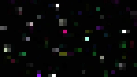 Pixelated squares on a black background. Abstract glitch animation. Stock Footage 147337272
