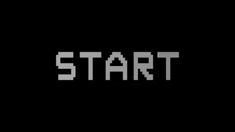 Pixelated start button animation on a black background retro gaming interface Stock Footage 346168139