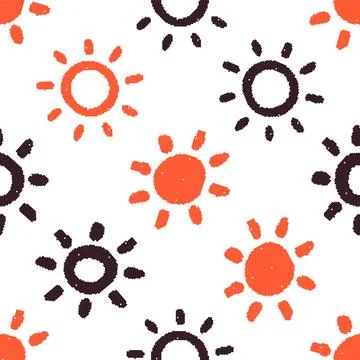 Pixelated Sun Seamless Pattern. Vector seamless dithering pixel style pattern Stock Illustration
