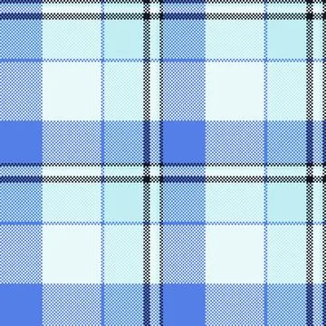 Pixelated tartan pattern in cool blue tones. Modern, geometric design perfect 스톡 일러스트