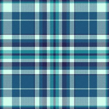 Pixelated tartan pattern in cool blues and greens. Perfect for textile design Stock Illustration