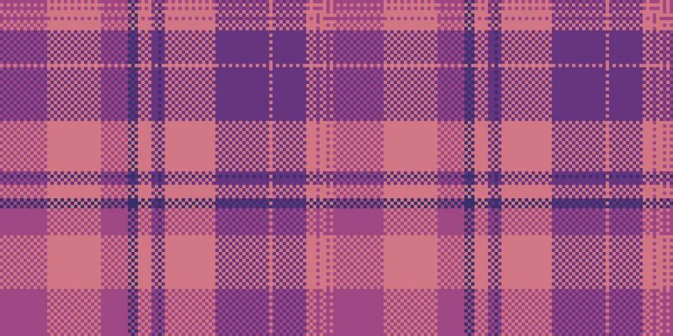 Pixelated tartan pattern with a purple and pink color palette. Perfect for ba Stock Illustration
