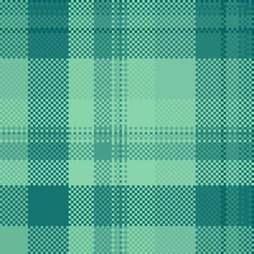 Pixelated teal plaid pattern. A vintage textured design in muted greens. Use  Stock Illustration