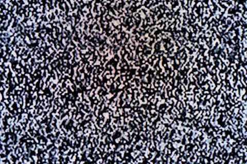 Pixelated television screen with static noise caused by bad signal reception or Stock Photos