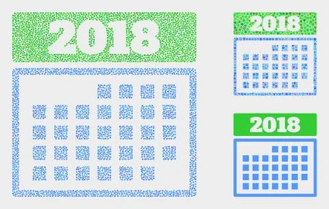 Pixelated Vector 2018 Calendar Page Icons Illustrazione stock