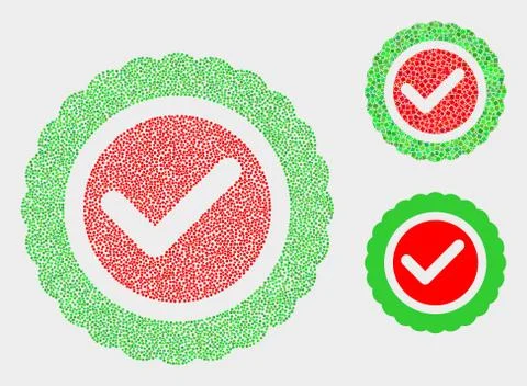 Pixelated Vector Approve Seal Icons Illustrazione stock