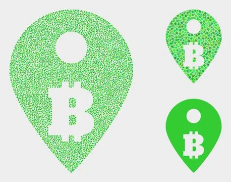 Pixelated Vector Bitcoin Map Marker Icons Stock Illustration