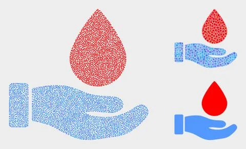 Pixelated Vector Blood Donation Hand Icons Illustrazione stock