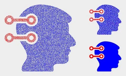 Pixelated Vector Brain Interface Links Icons Ilustração Stock