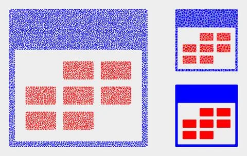 Pixelated Vector Calendar Week Items Icons Illustrazione stock