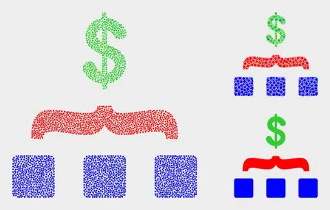 Pixelated Vector Dollar Aggregation Icons Stock Illustration