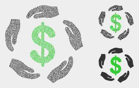 Pixelated Vector Dollar Care Hands Icons Stock Illustration