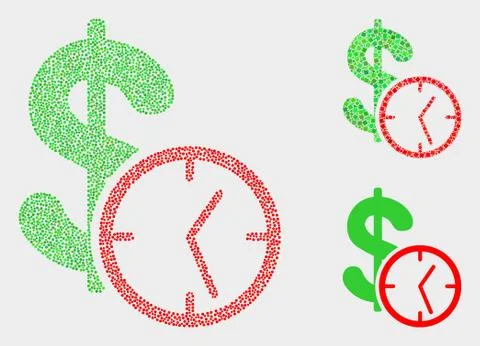 Pixelated Vector Dollar Credit Time Icons Illustrazione stock