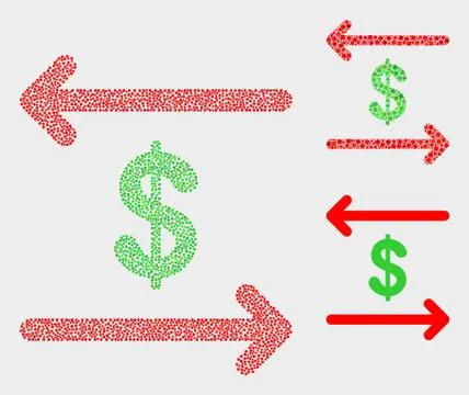 Pixelated Vector Dollar Exchange Arrows Icons Stock Illustration