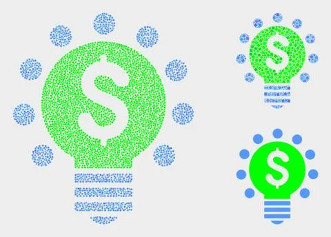 Pixelated Vector Dollar Light Bulb Icons Illustrazione stock