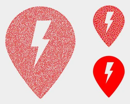 Pixelated Vector Electric Map Marker Icons Ilustración de archivo