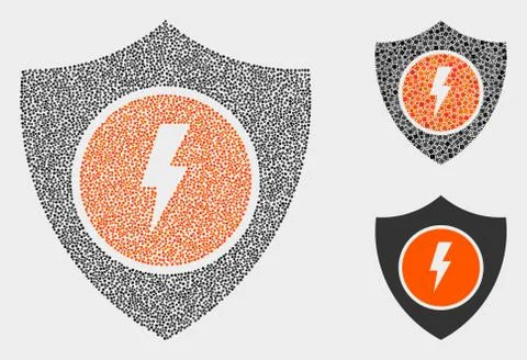 Pixelated Vector Electric Shield Icons Illustrazione stock
