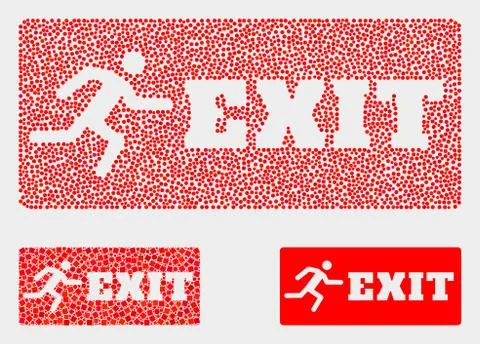 Pixelated Vector Emergency Exit Icons Illustrazione stock