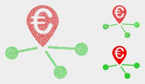 Pixelated Vector Euro Location Links Icons 스톡 일러스트