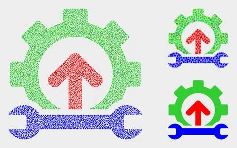 Pixelated Vector Forward Gear Repair Icons Illustrazione stock