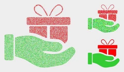 Pixelated Vector Gift Hand Icons Illustrazione stock