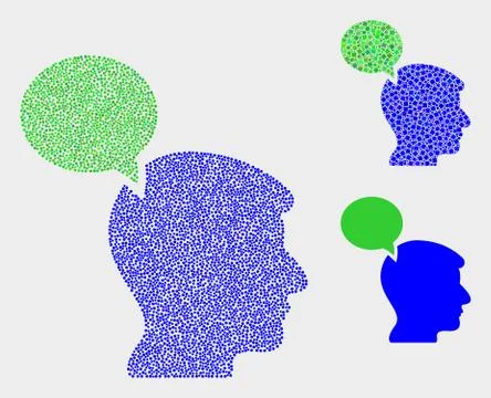 Pixelated Vector Head Thinking Cloud Icons Illustrazione stock