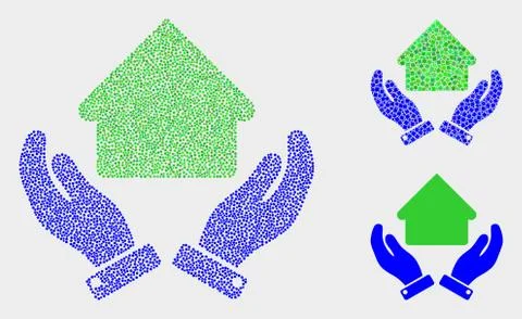 Pixelated Vector House Care Hands Icons Illustrazione stock