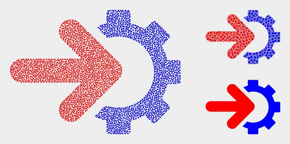 Pixelated Vector Integration Gear Icons 스톡 일러스트