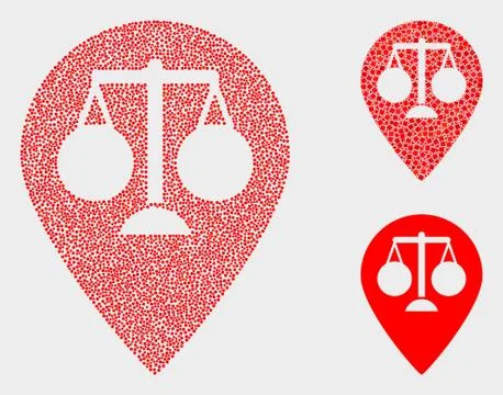 Pixelated Vector Justice Map Marker Icons Illustrazione stock