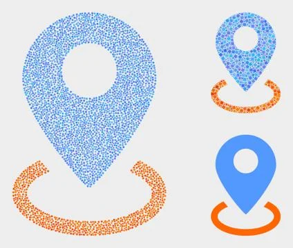 Pixelated Vector Map Marker Placement Icons Stock Illustration