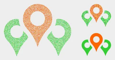 Pixelated Vector Map Markers Icons Illustrazione stock