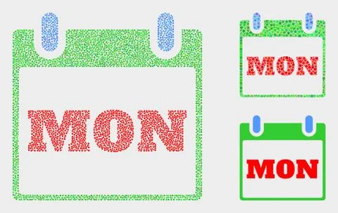 Pixelated Vector Monday Calendar Page Icons Stock Illustration