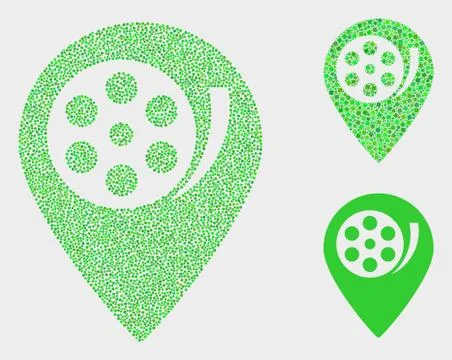 Pixelated Vector Movie Map Marker Icons Stock Illustration