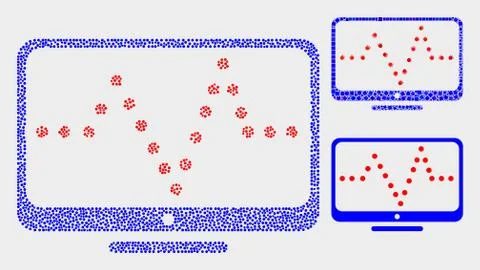 Pixelated Vector Online Dotted Chart Icons Illustrazione stock