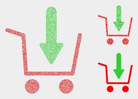 Pixelated Vector Put Shopping Item Icons Stock Illustration