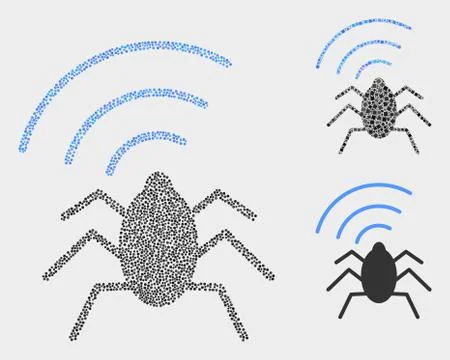 Pixelated Vector Radio Bug Icons Stock Illustration