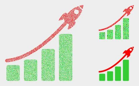 Pixelated Vector Rocket Bar Chart Icons イラスト素材