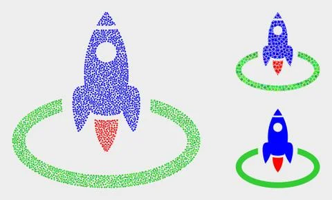 Pixelated Vector Rocket Start Icons Illustrazione stock